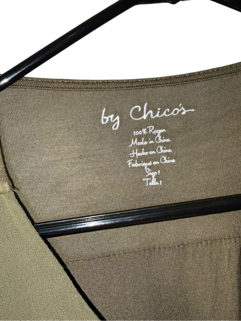 Chico's Olive Green Asymmetric Long-Sleeve Tee - Picture 4 of 7